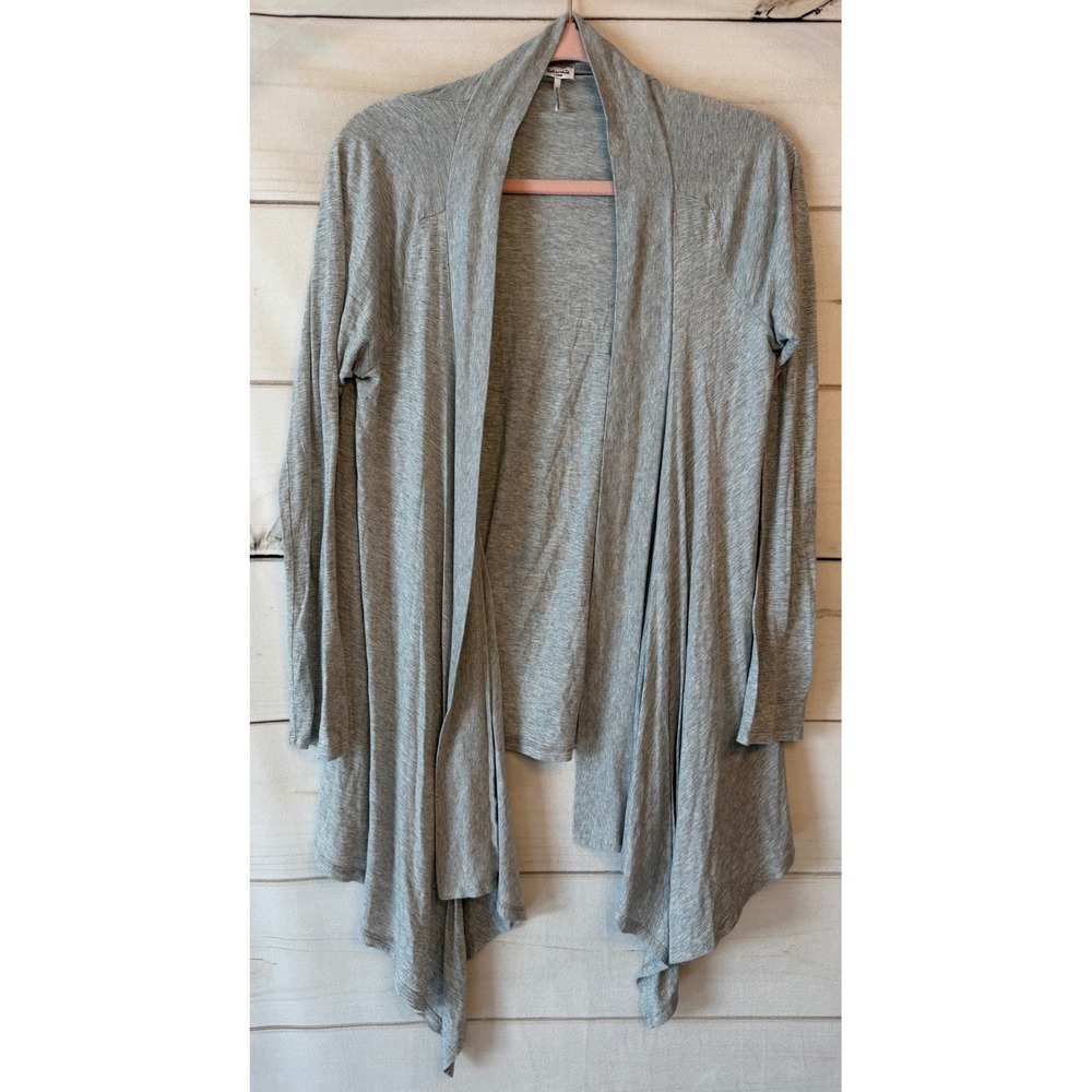 Splendid Gray Pima Cotton Modal Waterfall Open Front Cardigan STMJ2570G Large